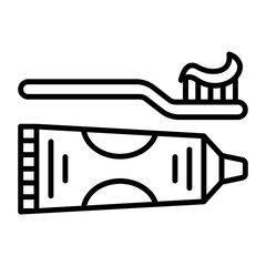 Toothpaste with Toothbrush concept, Oral Hygiene items vector icon design, Dentistry symbol,Health Care sign, Dental instrument stock illustration 
