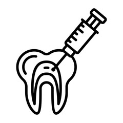 teeth filling procedure concept, local anesthetic lidocaine vector icon design, Dentistry symbol,Health Care sign, Dental instrument stock illustration 