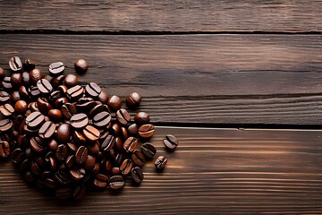 coffee beans on wooden background-Generate AI