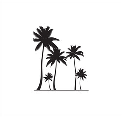 Fototapeta na wymiar Five coconut trees silhouette vector art.