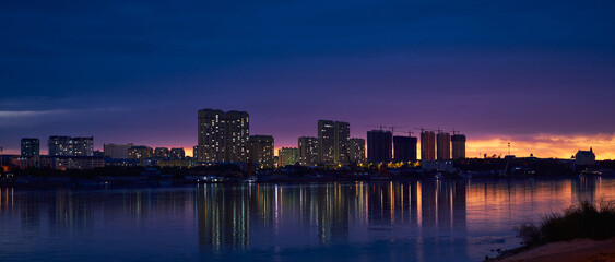 Fototapeta premium Riverside late in the evening. Blagoveshchensk, Amur region
