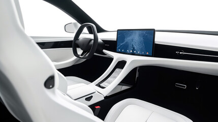 modern minimalistic car interior white with black accents, ai generative