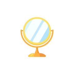 Gold round table mirror in vintage style Isolated Sign Flat Style Vector Illustration Symbol on White Background