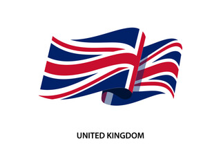 Waving National flag of United Kingdom on white background. Vector illustration