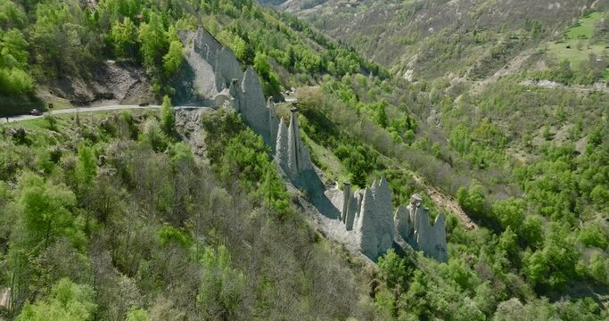 aerial view of Euseigne rock formation in the Swiss alps