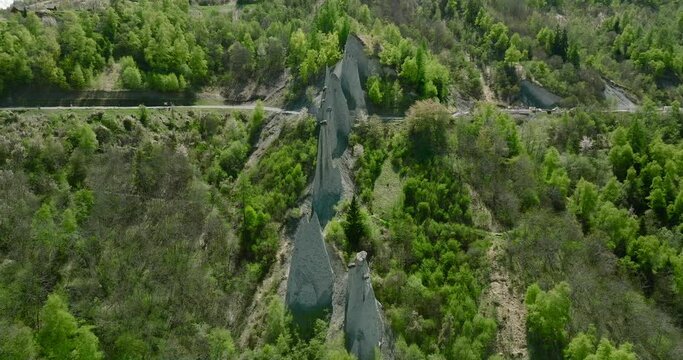 aerial view of Euseigne rock formation in the Swiss alps