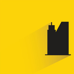 silhouette city building with shadow on yellow background