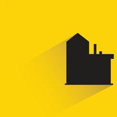 silhouette city building with shadow on yellow background