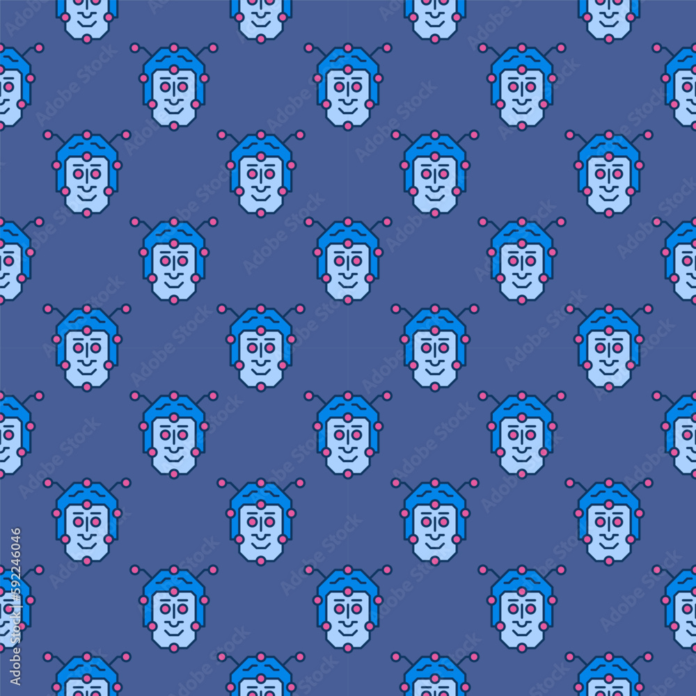 Poster ai face vector robot head concept modern seamless pattern