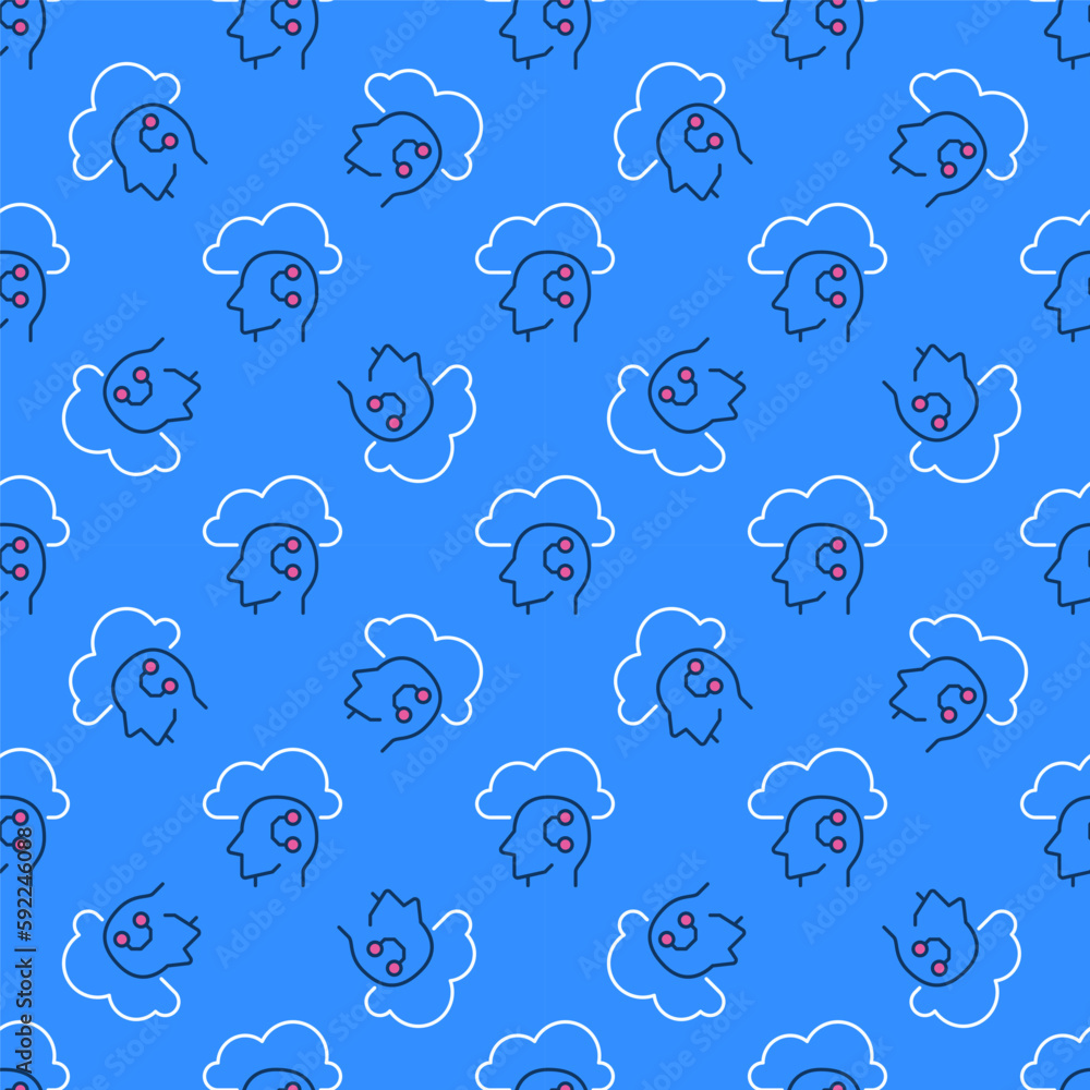 Poster ai head and cloud vector learning colored seamless pattern