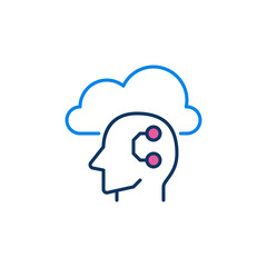 AI Head and Cloud vector Learning concept colored icon or symbol