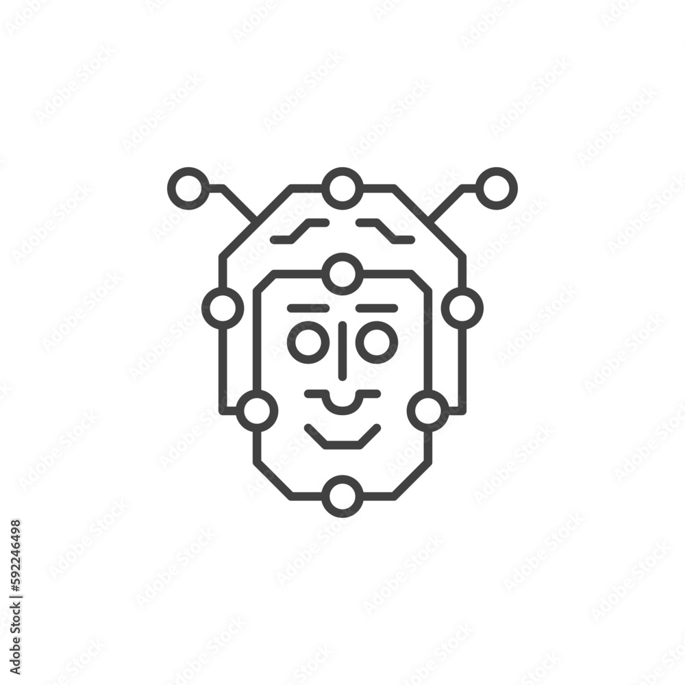 Poster artificial intelligence face vector robot head concept line icon