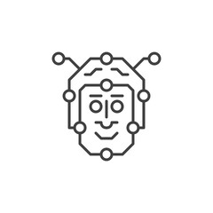 Artificial Intelligence Face vector Robot Head concept line icon