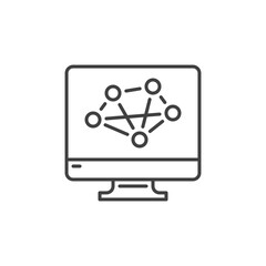 Computer Screen with Neural Network vector concept outline icon