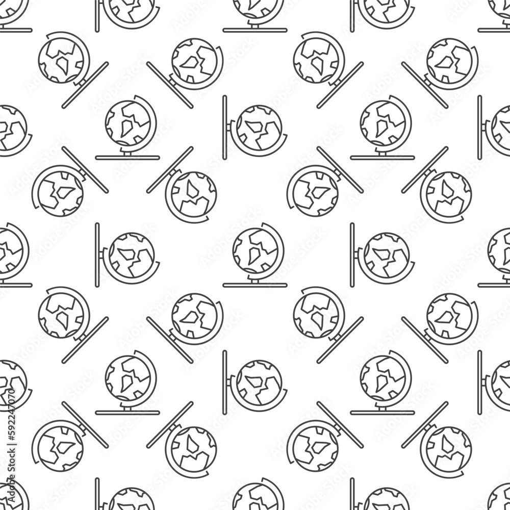 Poster earth globe on stand vector concept line simple seamless pattern