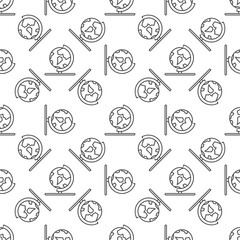 Earth Globe on Stand vector concept line simple seamless pattern