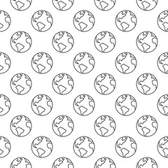 Earth vector World concept round outline seamless pattern