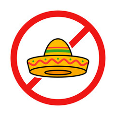 No Sombrero Sign on White Background