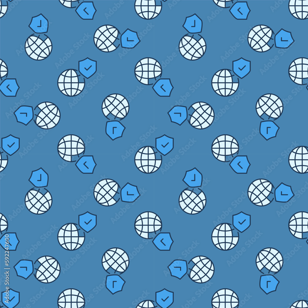 Aufkleber globe with shield vector colored seamless pattern