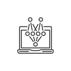 Laptop with Neural Network vector concept line icon