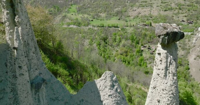 aerial view of Euseigne rock formation in the Swiss alps