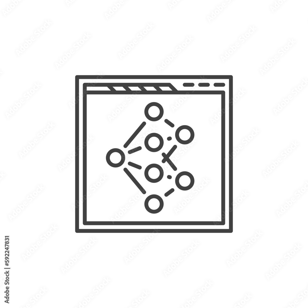 Poster neural network in web browser vector concept line icon