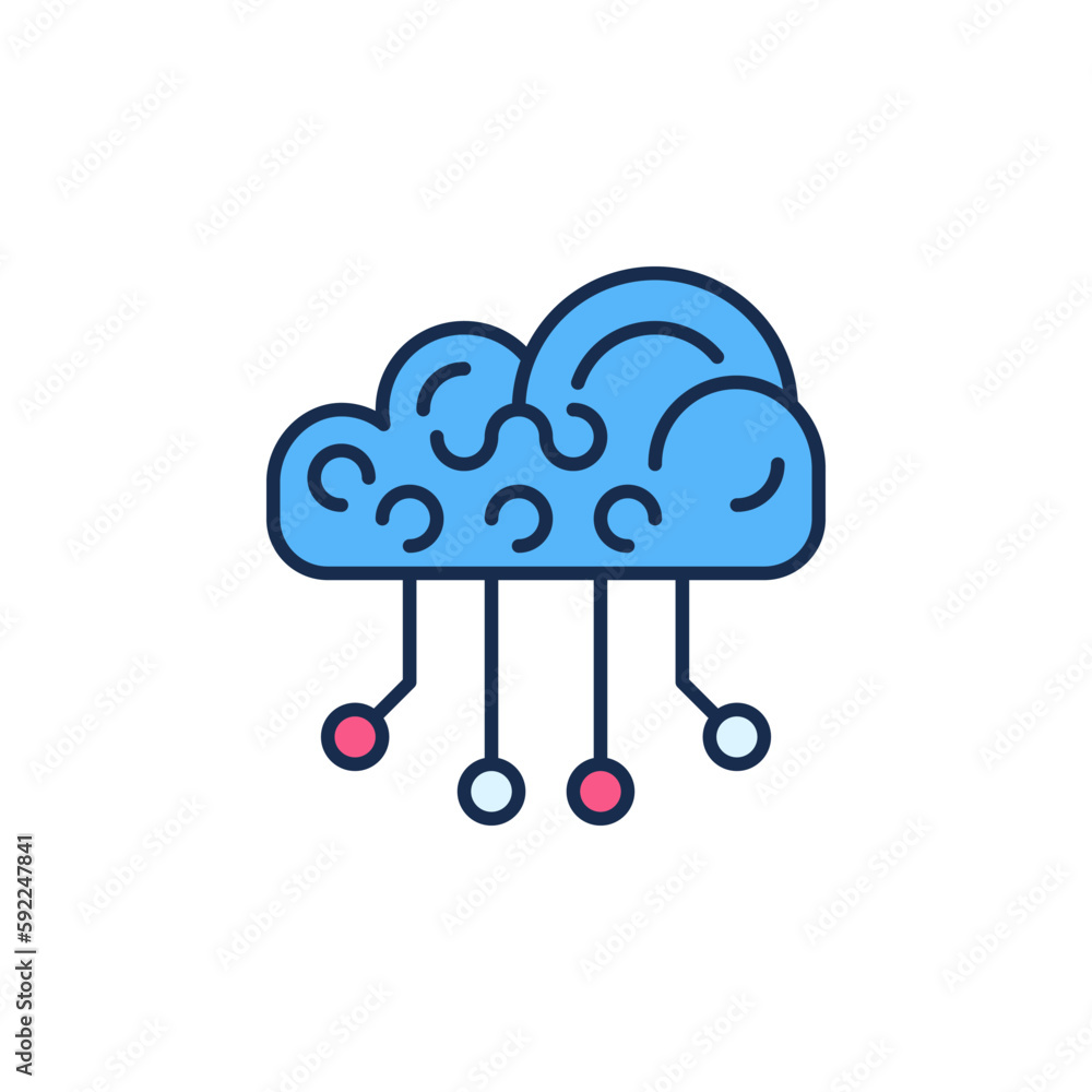 Poster neural network cloud technology vector concept colored icon