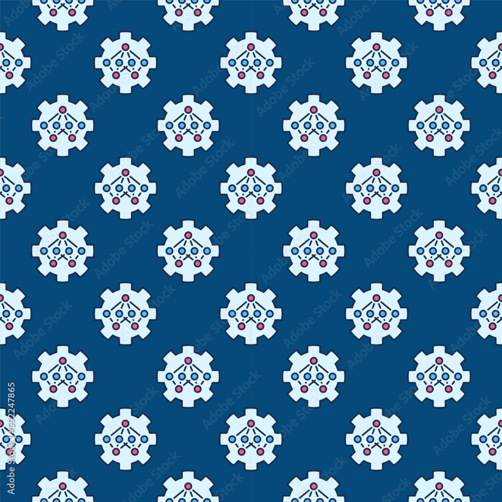 Aufkleber neural network cog wheel vector colored seamless pattern