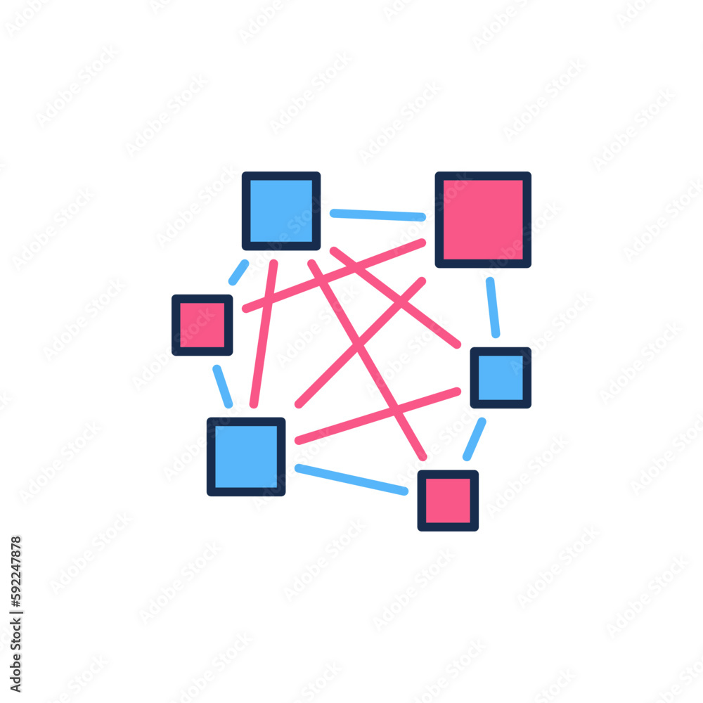 Poster neural network deep learning vector concept colored icon