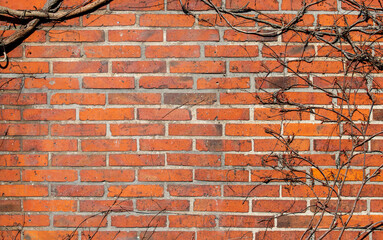 dark texture of old red bricks wall background