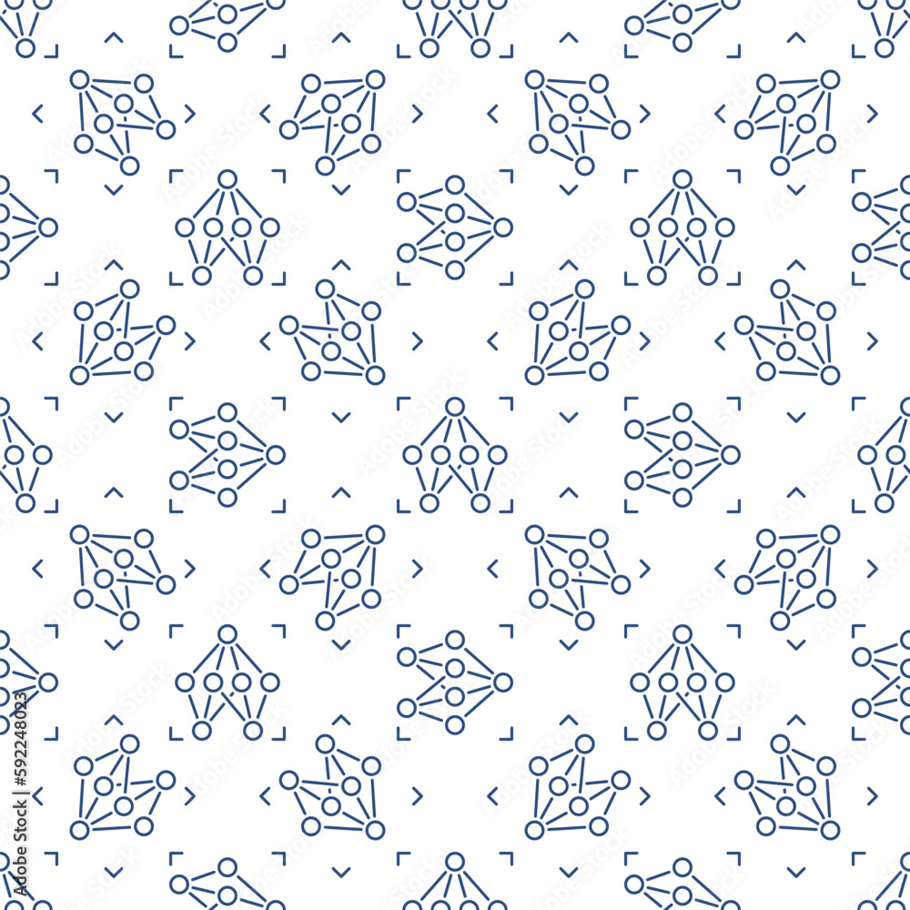 Poster neural network vector future technology outline seamless pattern
