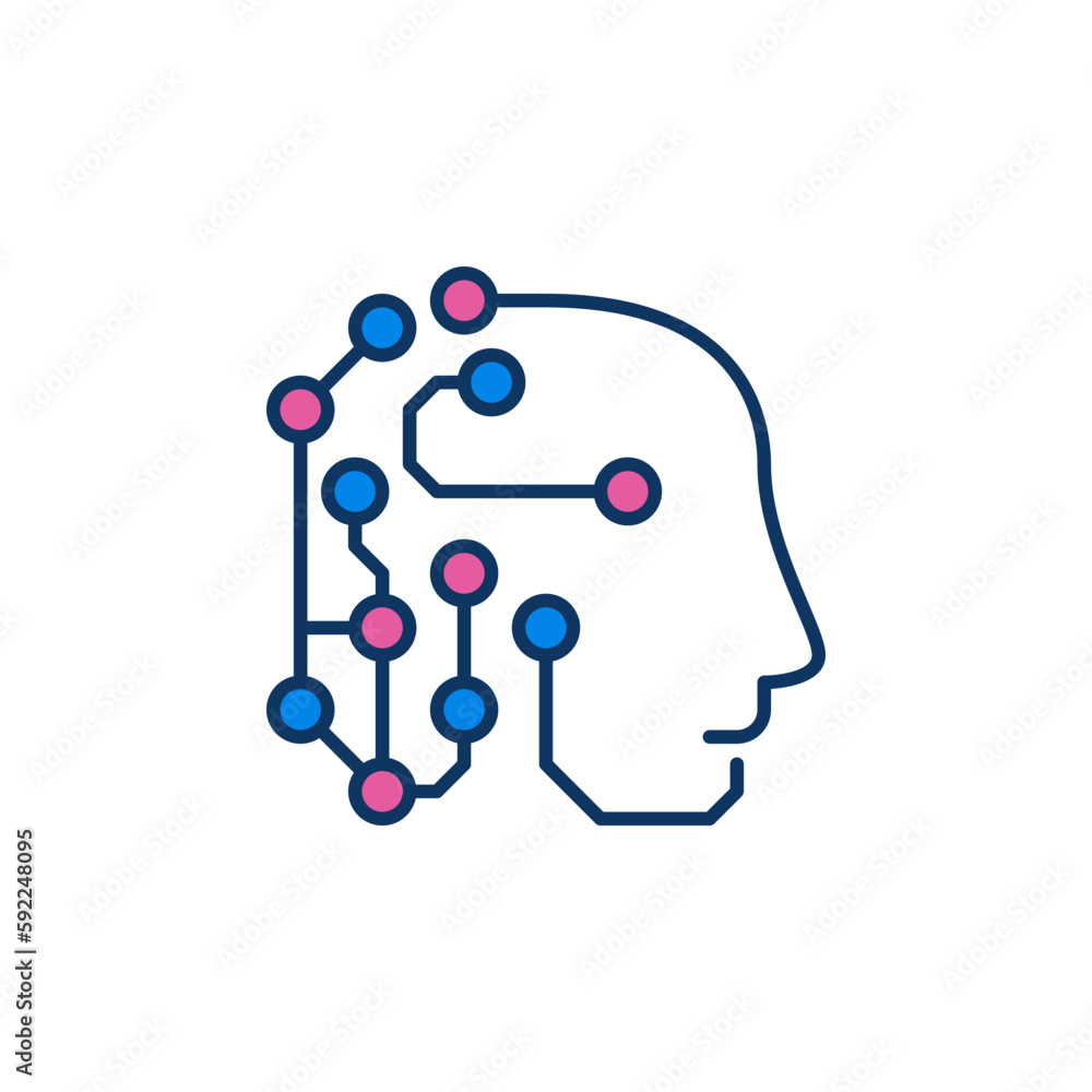 Aufkleber robot head with circuits vector ai concept colored icon