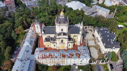 Obraz premium Cathedral of Saint Yura (Saint George's Cathedral). View of the Christian church in the center. Lviv. Ukraine. Europe