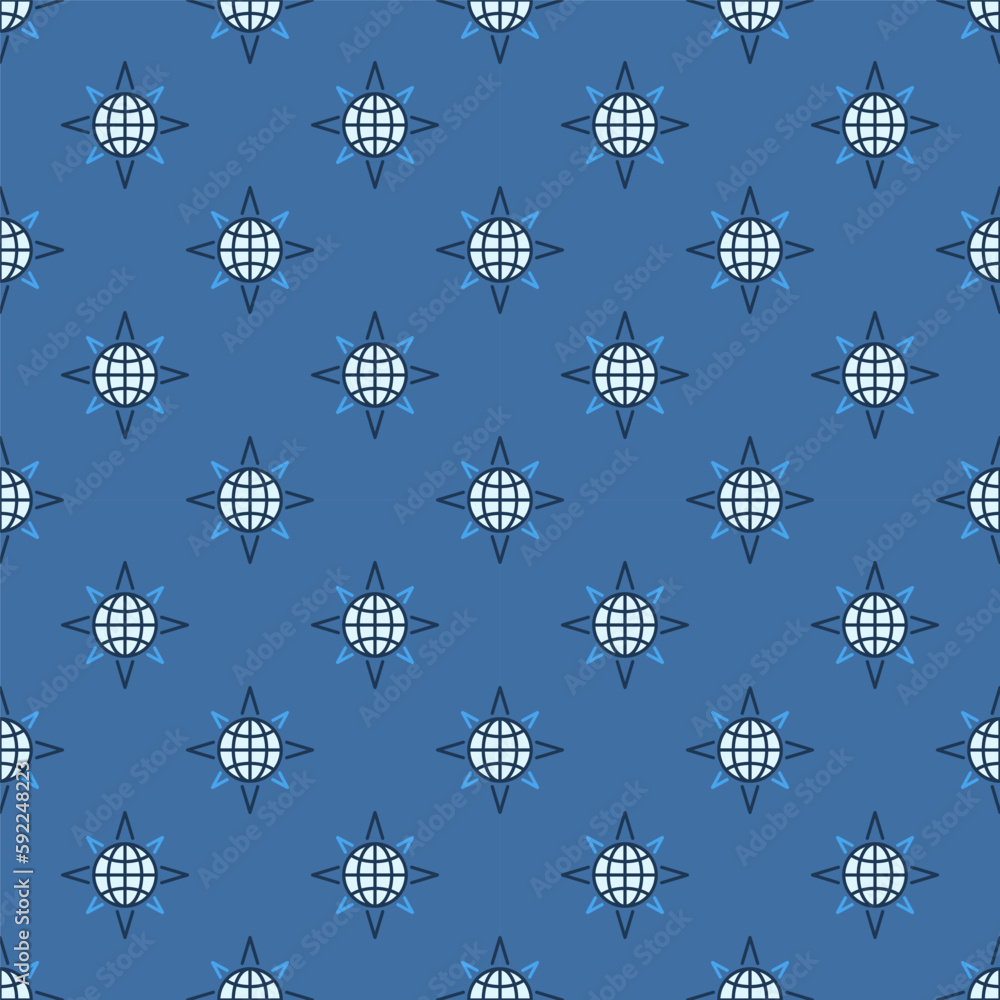 Aufkleber vector globe inside star shape colored seamless pattern