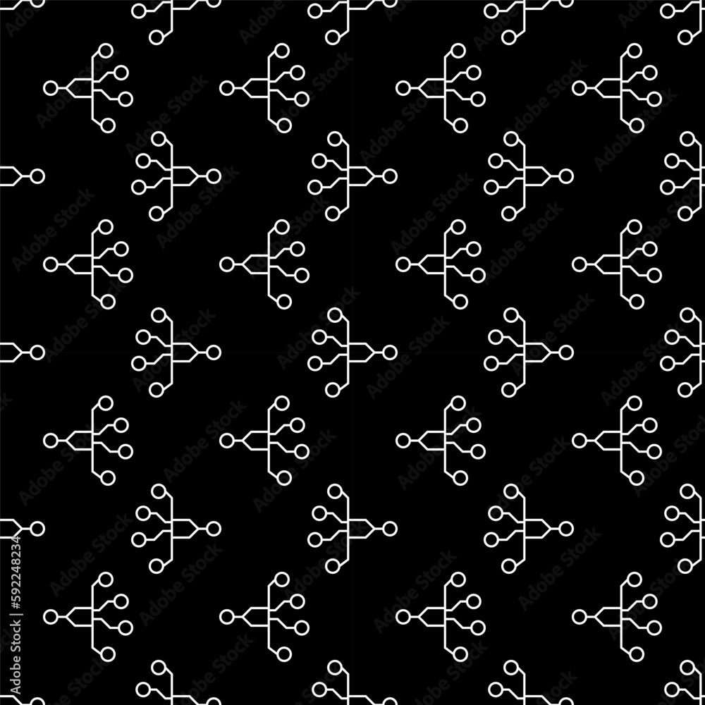 Poster vector neural network technology outline dark seamless pattern