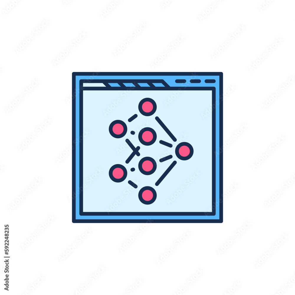 Poster web browser with neural network vector concept colored icon