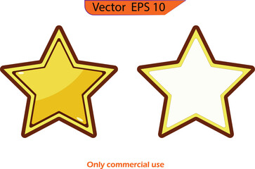 Gold Stars or favorite flat icons for apps and websites. Vector illustration