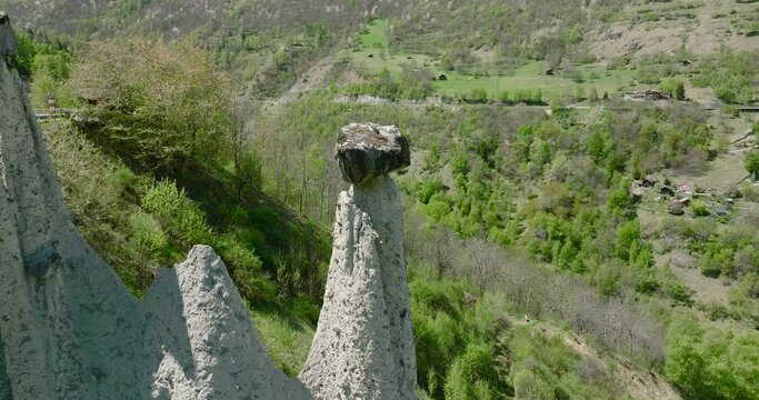 aerial view of Euseigne rock formation in the Swiss alps