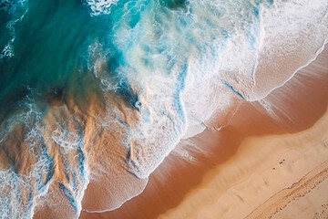 Top view of the beach illustration. Abstract sea background. AI Generative