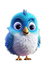 A blue bird cartoon character isolated