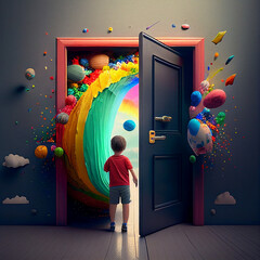  Colorful and Imaginative Primary School Door Opening to a Child's World - Generative AI