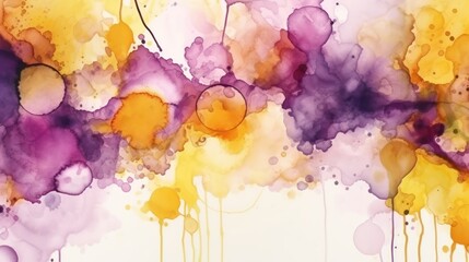 Colorful watercolor background yellow and purple for your design, ai