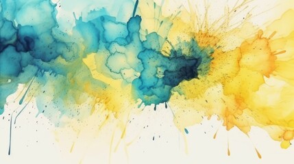 Colorful watercolor background blue and yellow for your design, ai