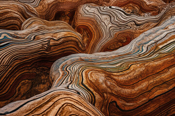 A rock formation with the colors of the rocks in the foreground. AI generation