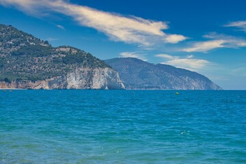 Naklejka na ściany i meble Beautiful landscape with the Gargano mountains and sea in Italy