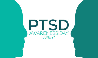 PTSD awareness day is observed every year on June 27. banner design template Vector illustration background design.