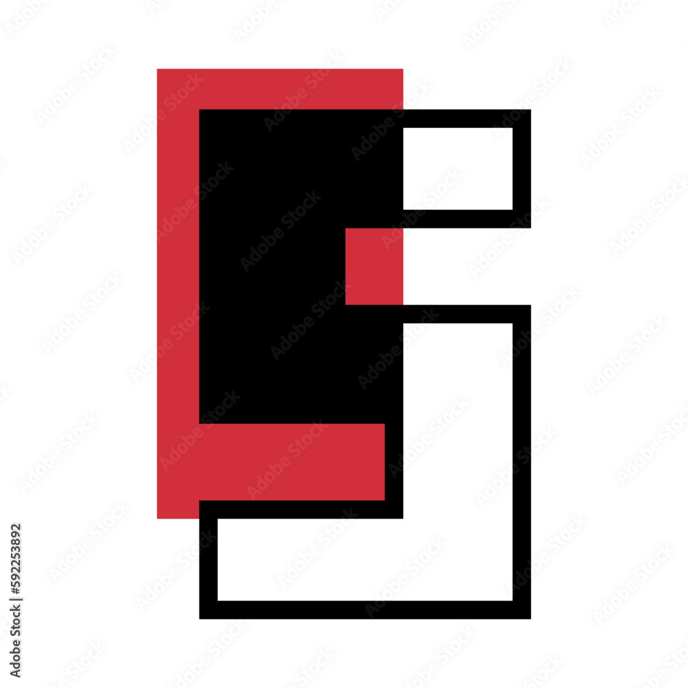 Poster number five or numeral with red rectangle geometric shape vector illustration