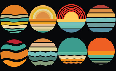 Retro Vintage Sunset Bundle Colorful
