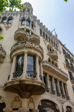 Vertical of the Casa Lleo Morera in Passeig de Gracia avenue, Barcelona, Catalonia, Spain.