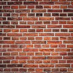 dark texture of old red bricks wall background